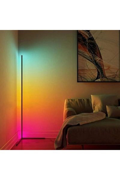 Shopi Smart RGB Floor Lamp, Corner LED Ambient Lamp, Modern Color Changing and Dimmable Lamp, Black with U