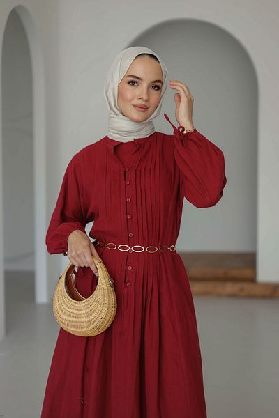 MOONSC Ribbed Cotton Linen Dress with Lining