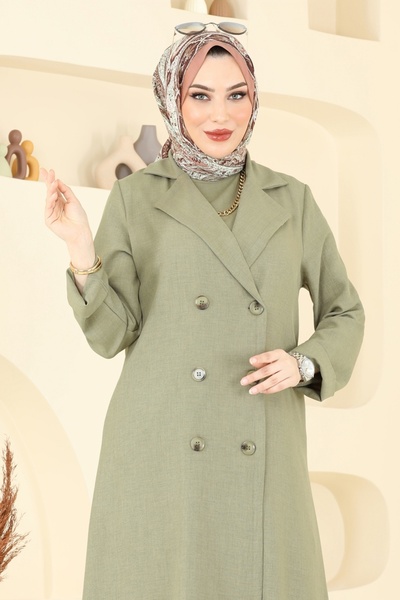 ModaMerve Kruvaze Yaka Üçlü Takım 2653SL432-MS Çağla