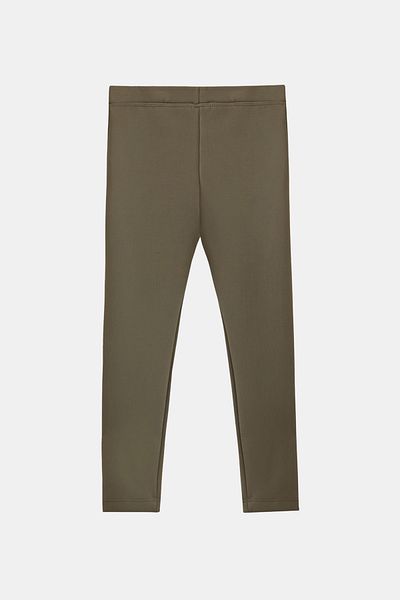 LOVETTI Sea Green Girls' Decorative Pocketed Plush Extra Thick Winter Leggings