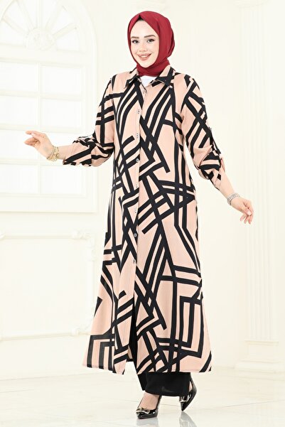 ModaMerve Desenli Viskon Takım 0337BG354-MS Latte