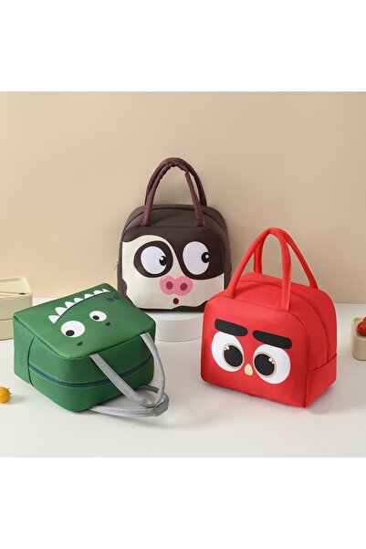 Flippy Cartoon Portable Cooler Bag for Kids Lunch Oxford Cloth 22x14x19 cm Crocodile Pattern Green