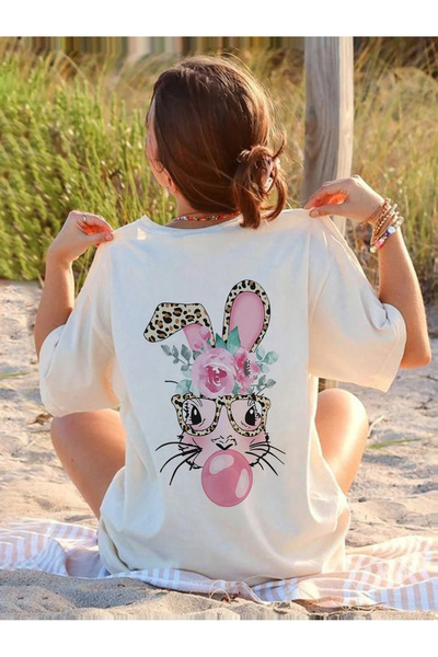 SVART WEAR Tavşan Leopar Dijital Baskılı %100 Pamuk Oversize Kız Çocuk Fancy ...