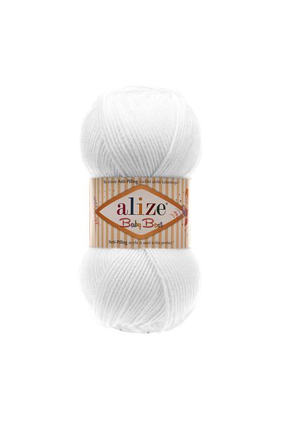 Alize Baby Best Hand Knitting Yarn 100g - 240m – Soft Texture - Color No: 55 - White