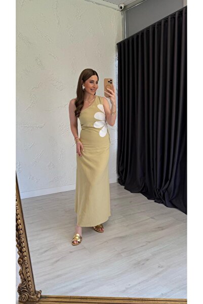 elif teke فستان بفتحة جانبية بكتف واحد باللون الأخضر