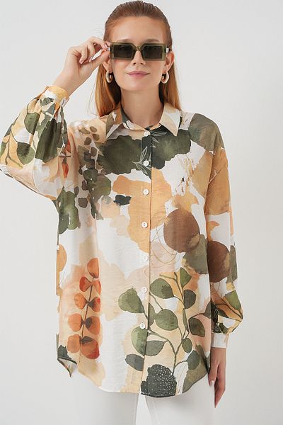 Bigdart Women's Patterned Overized Shirt Tunic 5971 - Çağla