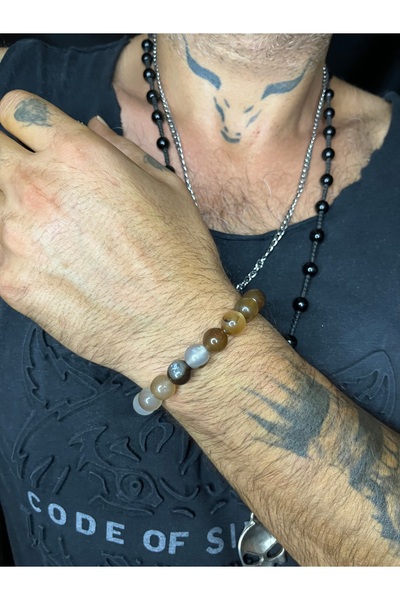 Mos Tespih سوار من حجر العقيق الطبيعي 19 حجرًا