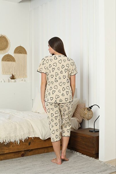 PİJART Heart Lycra Camisole Women's Pajama Set