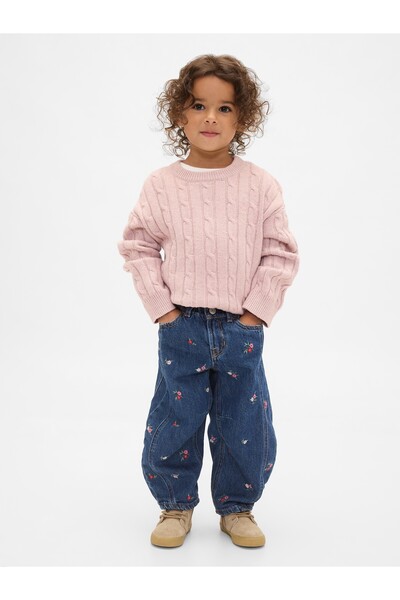 GAP Kız Bebek Çiçek Desenli Çiçekli Horseshoe Jean Pantolon