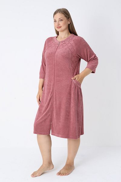 ROMEO LİFE Women's Plus Size Bamboo Micro Fabric Zippered Stylish Velvet Dress 3467