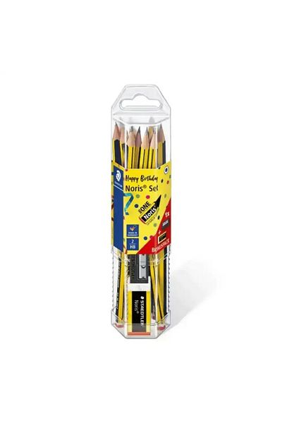 Staedtler Noris HB Pencil Set-12pcs with Eraser & Sharpener in Hexagon Case Ideal for Writing