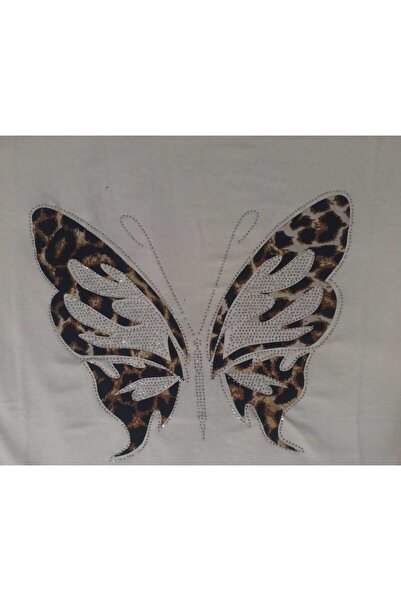 Sarisa Viscose Butterfly Printed Stone Embroidered T-Shirt