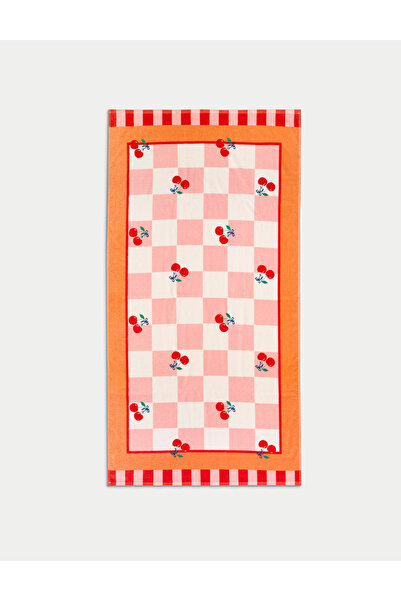 Marks & Spencer %100 Pamuklu Kiraz Desenli Kareli Plaj Havlusu
