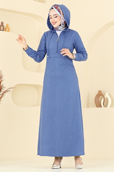 ModaMerve Hooded Hijab Dress 2679Sl432-Ms Indigo