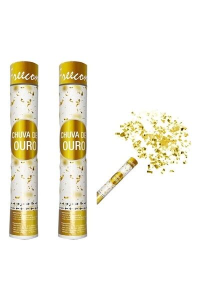 Flippy Tun de confetti, Flippy, Model folie aurie, 40 cm, Ambalaj carton, Eli...