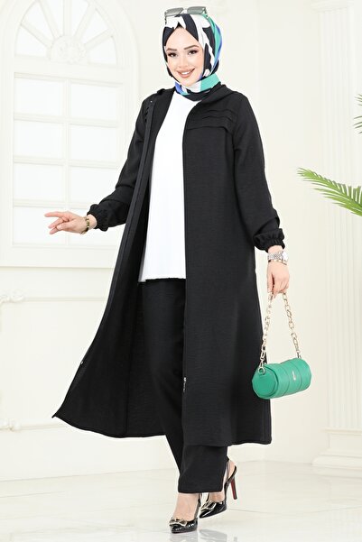 ModaMerve Manşeti Lastikli Takım 9012S324-MS Siyah