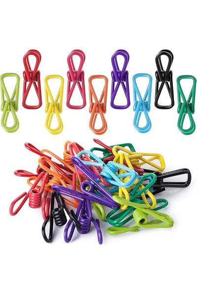 Generic Tazweeq Colored Clothes Peg, 30 Pack Pvc Waterproof Stainless Steel Clip, Suitable for Food Bags, C