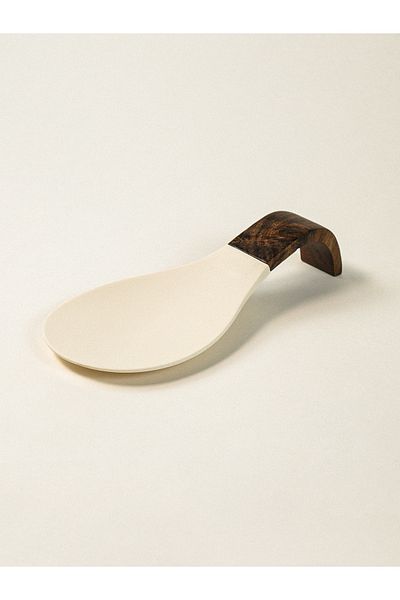 Minihol Lino Acacia Silicone Dirty Spoon Rest (21 X 10 cm)