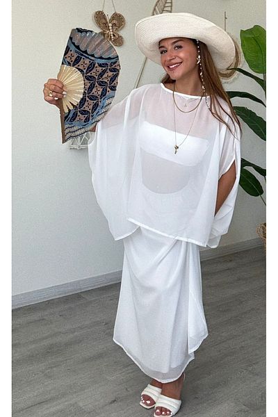 Şamdan Plain Lined Chiffon Skirt
