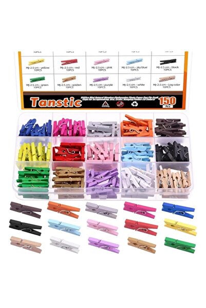 Generic Tanstic 150Pcs 1 Inch Colorful Clothes Pins Kit, Wooden Colored Cloth...