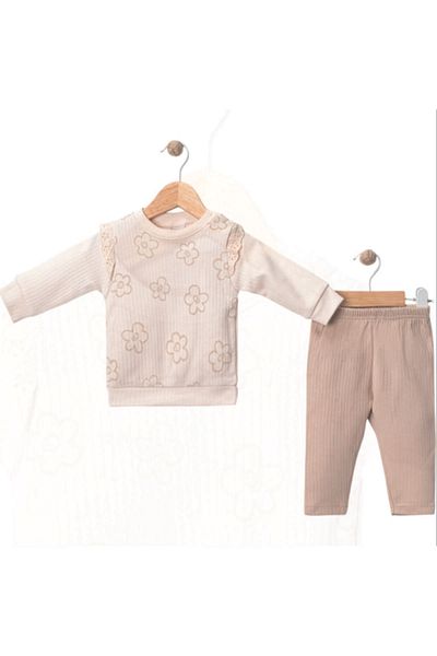 Baby Wings Floral Embroidered Girl's Double Set