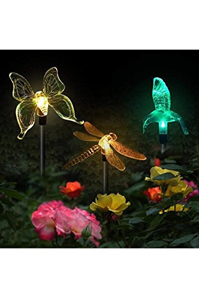 Teo Set of 3 Solar LED Lamps, bird-butterfly-dragonfly type, Height 43 cm, , Multicolor