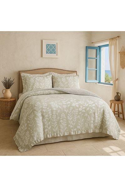 Evimcim Double Premium Bedspread Set 260X240 cm + 2 Flounce Pillowcases 50X70 cm