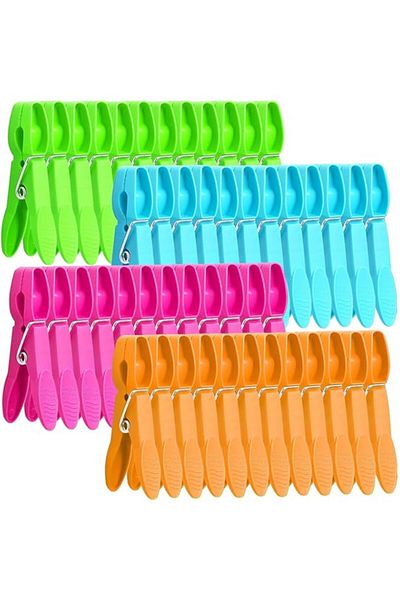 Generic 48 Pcs Hanger Clips for Clothes,Plastic Drying Clips Colorful Laundry Clips Pegs for Clothes Hangin