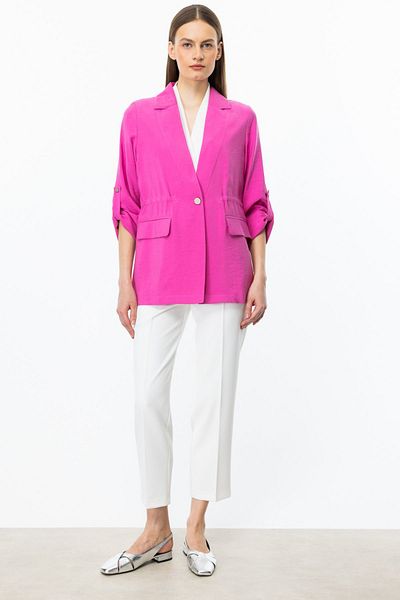 Ekol Lace-Up Jacket with Cover Pocket Pink-4142