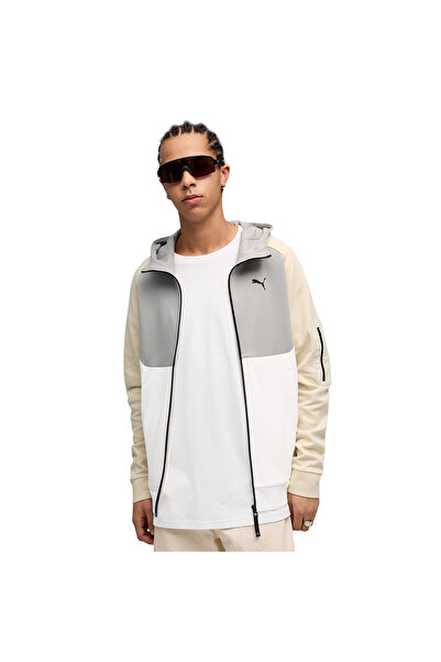 Puma Tech Full-Zip Hoodie Erkek Bej Günlük Stil Sweatshirt 68804587
