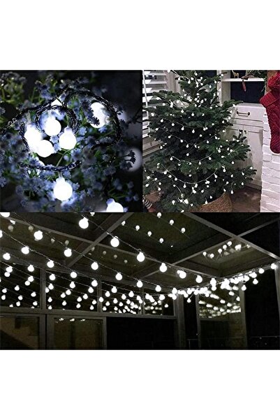 Flippy Χριστουγεννιάτικη εγκατάσταση 12 μ., 100 ψυχρά λευκά LED, 8 φώτα παιχνιδιών, ηλιακά, εσωτερικού/εξωτερικού χώρου