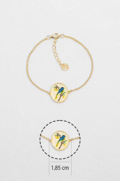 So CHIC... Serenat Kuşu 18 Ayar Sarı Altın Kaplama 19 Cm Gümüş Bileklik