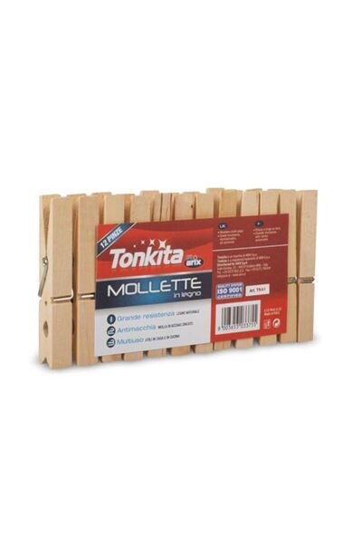 Generic مجموعة أوتاد خشبية من تونكيتا، ١٢ قطعة - أدوات غسيل ومنزل موثوقة ومتع...