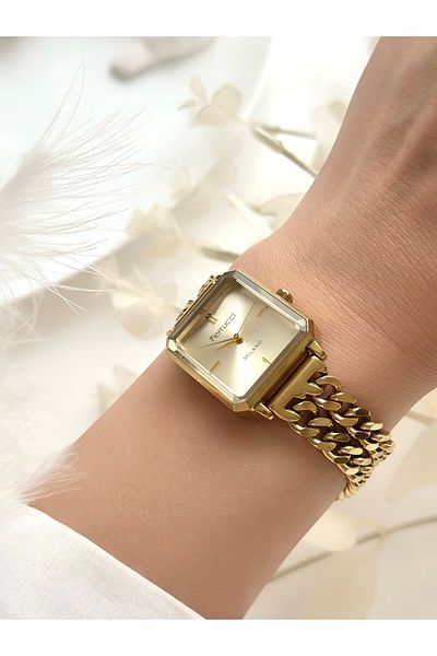 Ferrucci Ferrucci̇-(Gold Color) Double Chain Women's Wrist Watch-