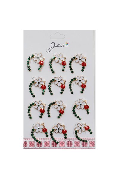 Teo Set of 12 Spring Martisor Brooches Horseshoe with Flower and Ladybug