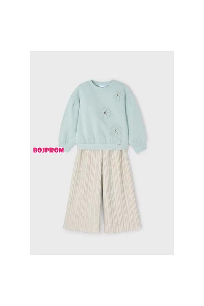 MAYORAL Pleated Pants and Sweatshirt Set
