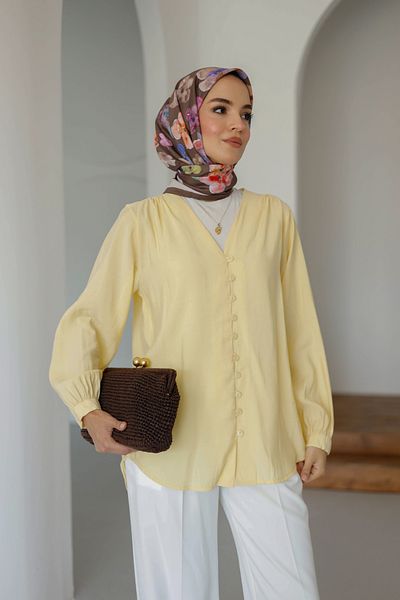 MOONSC V-Necklace Front Brit Detailled Tesstur Shirt Modal