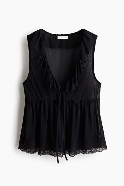 H&M Fırfırlı V Yakalı Üst