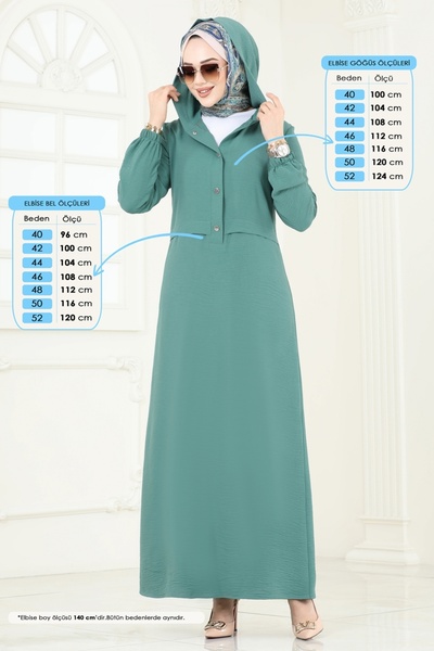 ModaMerve Half Snap Aerobin Dress 9009S324-Ms Mint