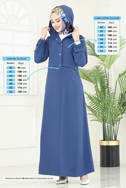 ModaMerve Half Snap Aerobin Dress 9009S324-Ms Indigo