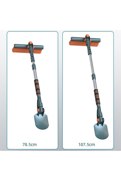 Flippy Two-Head Car Snow Scraper, Long Ergonomic Detachable Handle, 48–78 cm, Dark Green