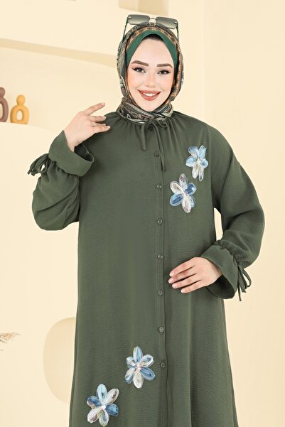 ModaMerve Çiçek Detay Aerobin Takım 6018UZ662-MS Haki