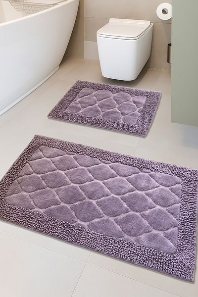FeelHome Pamukkent Soft, Super Absorbent 2-Piece 100% Cotton Ultra Luxury Bath Mat Set Purple