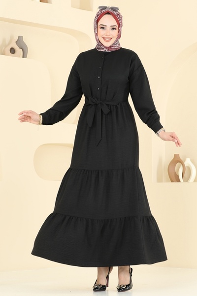 ModaMerve Skirt Layered Dress 6162Bsk463-Ms Black