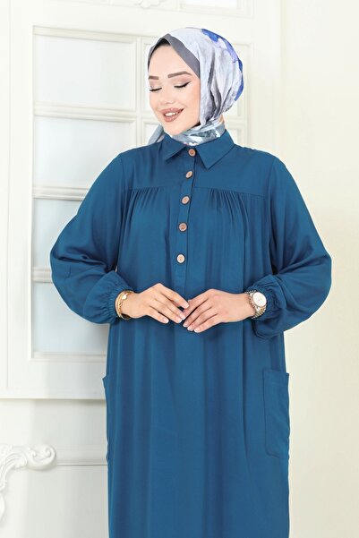 ModaMerve Cep Detay Viskon Takım 6061UZ662-MS Petrol