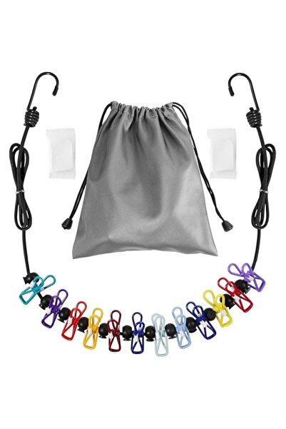 Generic حبل غسيل خارجي قابل للسحب، حبل غسيل محمول، يتضمن منشفتين قابلتين للضغ...