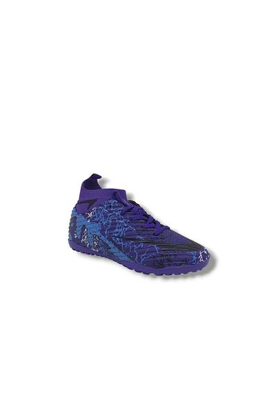 Zerhan Laliga 600 Boy's Purple Black Patterned Socks Carpet Field Shoes