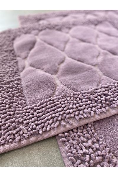 FeelHome Pamukkent Soft, Super Absorbent 2-Piece 100% Cotton Ultra Luxury Bath Mat Set Purple