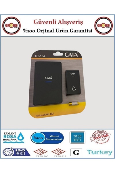 Cata Kablosuz Uzaktan Kumandalı Zil - Orjinal Ürün - Siyah