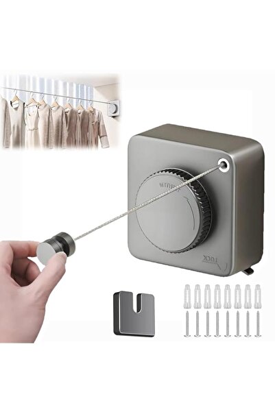 Generic حبل غسيل قابل للسحب من ديفسيدار للاستخدام الداخلي، مثبت على الحائط، م...